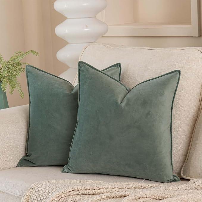 JUSPURBET 24x24 Throw Pillow Covers Set of 2 Decorative Pillow Covers for Couch Sofa Bed Cozy Velvet Cushion Covers Cases with Invisible Zipper for Living Room Home Decor