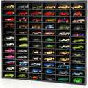 Toy Car Storage Display Case, 72 Slots Model Car Display Shelf for 1/64 Scale Toy Cars, Wall Mount Organizer Rack for Diecast Models (Black)