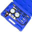 JIFETOR Cylinder Leak Down Tester Kit, Professional Dual Pressure Gauges Engine Compression Leakdown Detector Leakage Test Set for Gasoline Engine with 10 12 14mm Spark Plugs on Car Truck Motorcycle (Blue)