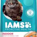 IAMS Proactive Health Dry Cat Food, Indoor Weight and Hairball Care Cat Food Dry Recipe, with Salmon, 7 lb. Bag (EXP 06/22/26)