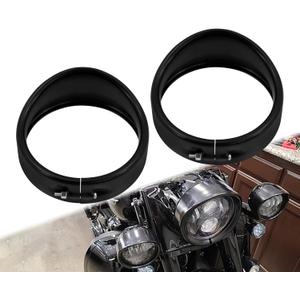 Motorcycle 4.5'' Auxiliary Fog Light Trim Ring Cover 4 1/2" LED Passing Lamp Trim Rings Visor Style Fit for Harley Touring Electra Glide Road King (Matte Black)
