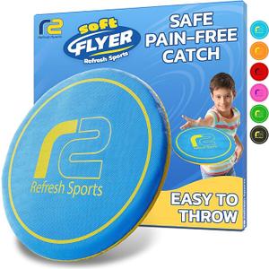 Refresh Sports Fun Flying Toy Easter Gift for Kids, Teens, and Adults - Beach Soft Disc, Durable Design Floats On Water! - Easter Basket Stuffers for Teens - Soft Friisbee - Outdoor Toys for Kids (Blue/Yellow)