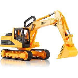 Liberty Imports 15" Oversized Construction Truck Toys for Kids  1:22 Scale Friction Powered Vehicles with Realistic Moving Parts (Excavator)