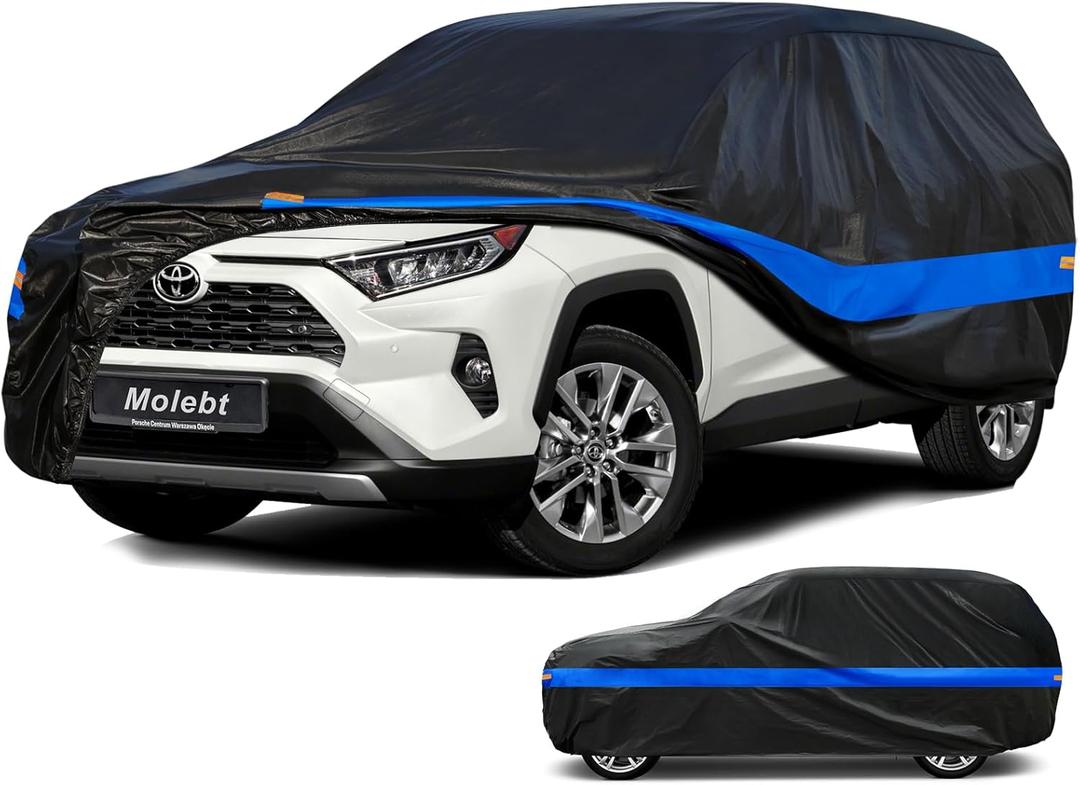 SUV Car Cover Waterproof All Weather for Automobiles, Universal Fit Hyundai Santa Fe/Tucson, Jeep Cherokee, Toyota RAV4, Volkswagen Tiguan, Ford Edge, Nissan Murano, Mazda CX-5 etc.