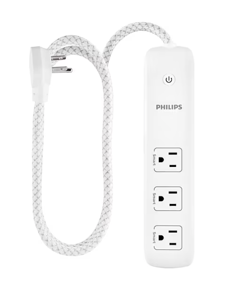 Philips Indoor Extension Cord with Surge Protection, 3-Outlet, Flat Plug White
