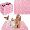 BEAUTYZOO 4 Pack Washable Pee Pads for Dogs, Reusable Puppy Pads for Potty Training, Waterproof Super Absorbent Wee Wee Pads for Dogs Non-Slip, Pet Whelping Mats Playpen Dog Crate Floors, 24IN x 36IN (Pink)