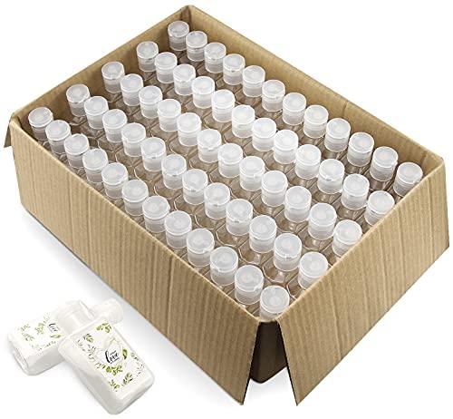 FOOCHY 60 Pack Clear Hand Sanitizer Bottles Empty Plastic Refillable Flip-Top Bottles for Hand Sanitizer Shampoo Lotion,etc - No BPA/Parabens, 60ml/2oz