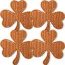 Set of 4 Rattan Woven St. Patrick's Day Shamrock Shaped Placemats Natural Shamrock Wicker Place Mats Washable Rustic Braided Table Mats for St. Patrick's Day Dining Table Spring Decoration