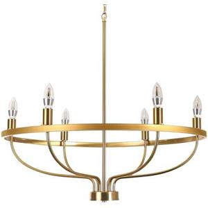 AUA Gold Chandelier for Dining Room, E12 Farmhouse Candle Light Fixture, Industrial Chandeliers for Living Room, Bedroom, Kitchen Island, Hallway, Foyer, Entryway