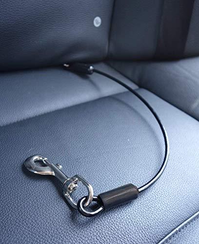 Leash Boss Dog Car Seat Belt Restraint - No-Chew Heavy Duty Car Seatbelt for Pets - 5 Sizes - Coated Steel Rope to Prevent Chewing (16 in) - Restraints for Dogs in Cars - Dog Seat Belt for Car