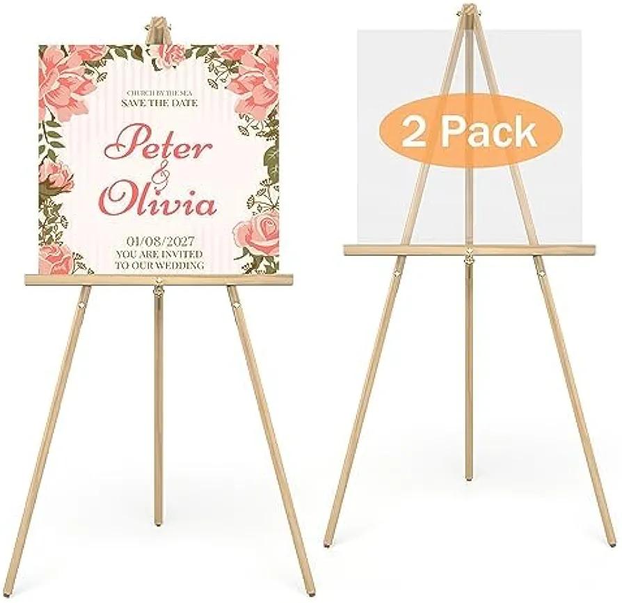 Thicken Display Easel Stand for Wedding - 63" Instant Tripod Collapsible Portable Sturdy Floor Easel - Easy Folding Adjustable Poster Metal Stand for Signs, Display Show, Artist, Art, Painting - Black
