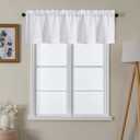 Lecloud White Valance for Window Curtains 16 Inch Length, Light Filtering Privacy Farmhouse Rustic Kitchen Curtain, Short Home Decor Drapes with Rods Pocket for Bedroom Dining Room, 60" W x 16" L
