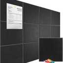 Cork Boards, 47" x 35" Black Bulletin Board,12 Pack Felt Wall Tiles for Walls Felt Board with Safe Removable Adhesive, Cork Boards for Office Prayer Board Pin Board Tack Board Cork Tiles Memo Board