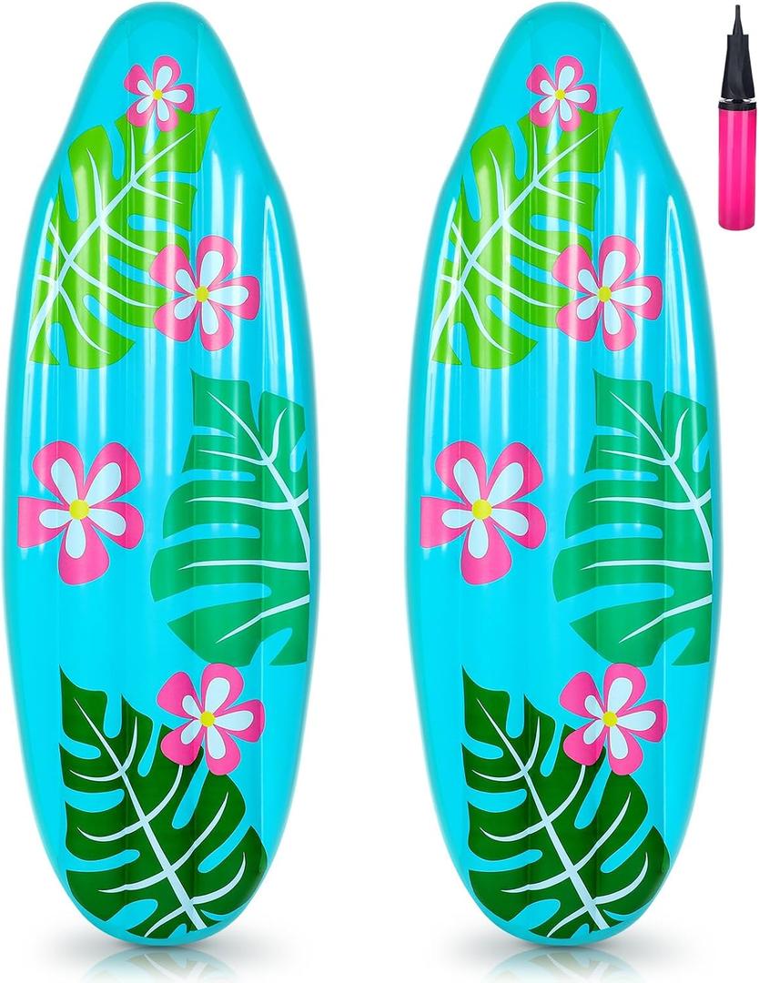 Luau Inflatable Surfboard for Beach Inflatable Surf Board Luau Decoration Tropical Pool Surfboard Float for Surf Hawaiian Theme Summer Sea Party