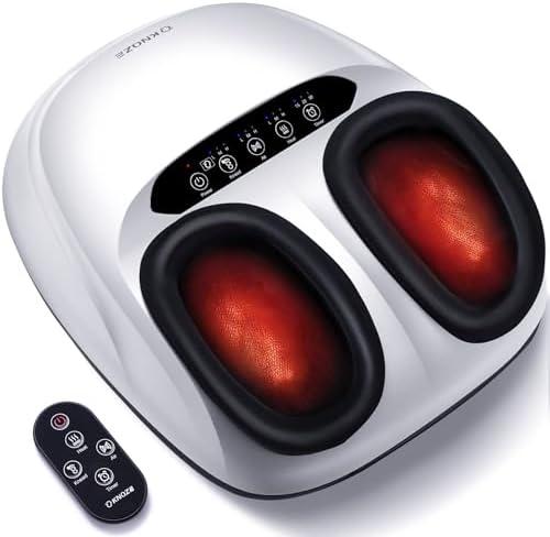 Shiatsu Foot Massager Machine with Heat & Remote, 2025 Upgraded Deep Kneading Feet Massager for Plantar Fasciitis & Neuropathy, 3 Heat Levels, Multi-Mode Massage, Auto-Off Timers, Gifts for Women Men, White