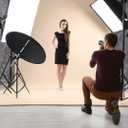 Denny Manufacturing - Seamless Paper Backdrop for Photography, Buff Seamless Paper Roll (53 in x 36 ft) Includes Free Roll Black Gaffer Tape (2 in x 13 ft)
