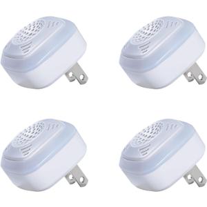 OW-5 Ultrasonic Rodent Repellers 4 Pack, Effectively Repel Rodents While 100% Silent & Safe to Humans and Non-Rodent Pets, White