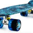 Skateboards Complete 22 Inch Mini Cruiser Retro Skateboard for Kids Boys Youths Beginners (Blue Flame)