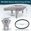 Upgraded RB150003 Washer Drain Pump & Belt Kit Compatible with Alliance Speed Queen RB150003 Belt & Pump Model M/N 8/Post, Washing Machine Kit Include 201566P 27001036 205217P 36863 201566 38174