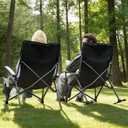 Rocking Camping Chair for Adults, Portable Chairs with Cup Holder and Side Pocket, Outdoor Folding Rocker Chair (Black)