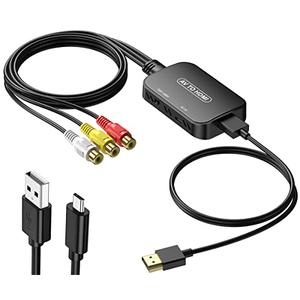 RCA to HDMI Adapter,Viagkiki AV Converter,RCA Female to HDMI Converter Composite Audio Video Converter for PS1, PS2, PS3, STB, Xbox, VHS, VCR,Black-Ray DVD Players(Cable Included)