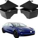 Tesla Model 3 Highland Trunk Organizer Storage Box with Cover Tesla Model 3 Accessories Model 3 Storage Bins with Lid Fit Tesla Model 3 Highland 2024 2025 (2 Pack) (Black)