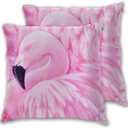 Pillowcase Set of 2 Tropical Pink Flamingo Throw Pillow Covers Shells for Couch Office Bedroom Home Decoration 20 X 20 Inches
