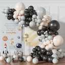 Space Balloons Garland Arch Kit,154pcs Black Gray and Cream Latex Balloons for Birthday Party Baby Shower Wedding Bridal Shower Graduation Outer Space Party Decorations