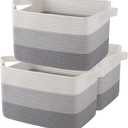 OIAHOMY Storage Basket, Woven Baskets for Storage, Cotton Rope Basket for toys,Towel Baskets for Bathroom - Pack of 3, Gradient Gray (3 pcs-13x9.9x8.7)