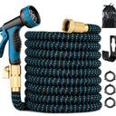 75 ft Expandable Garden Hose - Kink Free Flexible Water Hose 75ft with 10 Pattern Spray Nozzle, 3/4 Solid Brass Connectors, Retractable Latex Core - Lightweight Expanding Hose