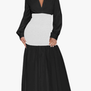 Ekaliy Women's Puff Long Sleeve Shirt Dress Elegant Button Down Loose Swing Party Maxi Dress Size M