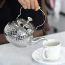 Hammered Tea Kettle, Stainless Steel Tea/Coffee Pot Loose Leaf Teapot for Tea, Milk, Coffee, 1.2L Teapot with Strainer Stovetop Tea Kettle, Outdoor Travel Supplies, Gift For Tea (Silver)