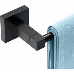 RUACQ Black Towel Bar 24 inch, 304 Stainless Steel Towel Racks for Bathroom Wall Mounted, Heavy Duty Bath Towel Rod with Square Base(Matte Black)