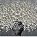 Epicler 30x45 inch Hand-Painted Oil Painting, White Bouquet Oil Painting, Canvas Wall Decoration Painting