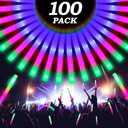 100 Pcs18.5inch Foam Glow Sticks Bulk - 3 Modes Colorful Flashing Led Foam Sticks Glow in The Dark Party Supplies for Christmas Birthday Wedding Party Camping Events Carnival Concert Rave