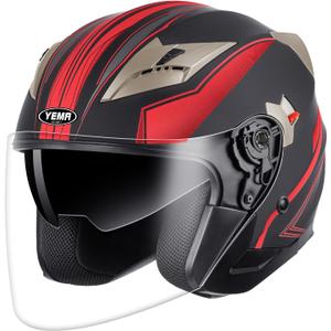 YEMA Open Face Motorcycle Helmets, DOT Approved 3/4 Moped Helmet Dual Visor Quick Release Buckle, Helmets for Adults Motorcycle Men Women Helmets for Moped Scooter Streey (XX-Large)