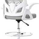 ORRSAKER Drafting Chair Tall Office Chair for Standing Desk, Breathable Mesh Ergonomic Computer Desk Chair with Flip-Up Armrests, Adjustable Lumbar Support and Footrest Ring,300 LBSGray, O355-S