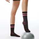 2 x CS CELERSPORT Pilates Socks for Women, 4 Pairs Yoga Crew Non Slip Grip Socks for Barre Hospital Gym (S)