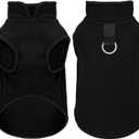 Dog Fleece Vest Pullover Warm Jacket Cozy Sweater with Leash Ring for Small Cats Dogs (M, Black)