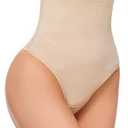 SIMIYA Thong Shapewear Tummy Control for Women High Waist Stay Put Body Shaper Stomach Compression Shapewear Thong Girdle, Large