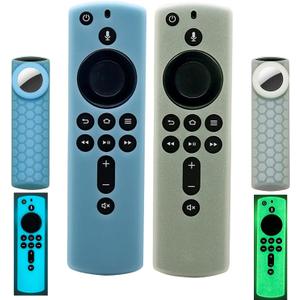 [2 Pack] Fir-Stick Remote Cover Case with tag Holder (Glow in The Dark) Compatible with Fir TV Stick 4K,Tracker Cover for Tile Sticker 2020 (Green & Sky Blue)