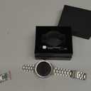 BAITEYOU Stainless Steel Bands with Case Compatible with Samsung Galaxy Watch 4 5 44mm, Rugged Protective Case Cover and Metal Band for Galaxy Watch 4 5 44mm for Men (Silver)