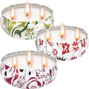 Citronella Candle Outdoor, Large 3-Wick Citronella Candles for Patio, Garden, Camping, Indoor Outside Decorative, Natural Soy Wax with Citronella Oil, 240 Hour Burn Time, 36oz, 3-Pack