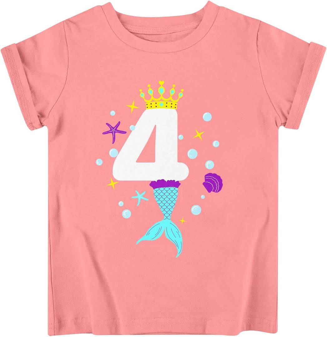 Lovekider Girls Birthday T Shirts Cotton Short Sleeve T-Shirts Tee Party Clothing 3-6 Years