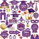 KatchOn, Purple and Gold Graduation Photo Booth Props 2025- Pack of 35 | Grad Photo Props Class of 2025, Graduation Decorations 2025 | Grad Photo Booth Props