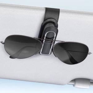 2 x Veharvim Sunglass Holder for Car (One-Handed Operation, Gentle & Secure Hold, Silicone Padded, Universal Fits Sunglass and Car Visor) - Sunglasses Clip for Car Visor
