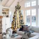 3 x Choies Christmas Tree Topper Bow,53x13 Inches Large Christmas Bow with Glitter Streamer and Patterned Ribbon,Black and Gold Tree Topper Bows for Xmas Tree Wreaths Door Staircase Home Decor