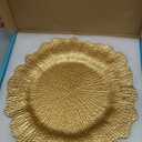 MAONAME Round 13" Gold Charger Plates, Set of 6, Reef Plate Chargers for Dinner Plates, Plastic Table Chargers for Wedding, Thanksgiving, Christmas