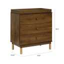 Babyletto Gelato 3-Drawer Changer Dresser with Over 10-Inch Drawer Depth and a Removable Changing Tray in Natural Walnut and Brushed Gold Feet, Greenguard Gold Certified