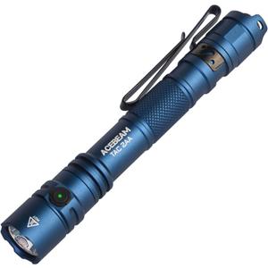 ACEBEAM TAC 2AA EDC Tactical Dual Modes Flashlight Rechargeable, 1400 High Lumens Flashlight, Dual Switch Pocket LED Flashlight, Super Bright Small Flash Light for Emergency, Camping, Home(SFT-25R HI) (Blue 6500K-1400 Lumens 304 Meters)